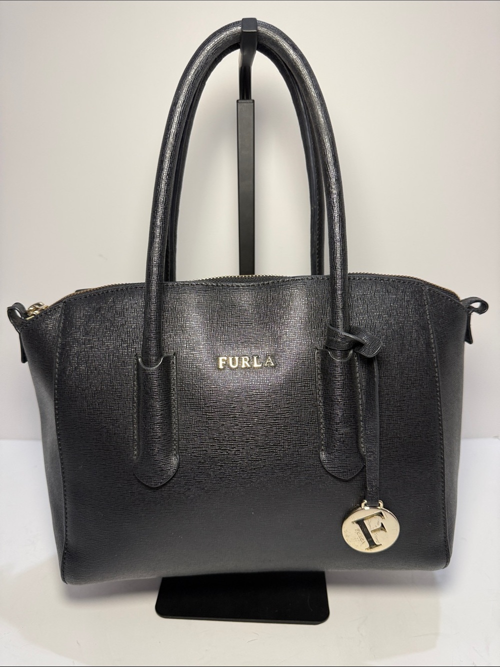 Furla Black Saffiano Leather Satchel - Picture 3 of 15